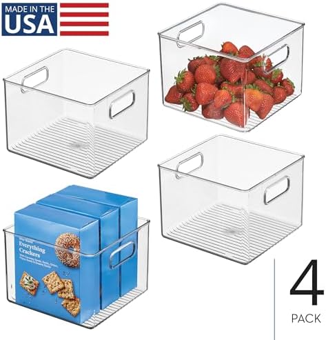 Clear Plastic Storage Bins, 4-Pack