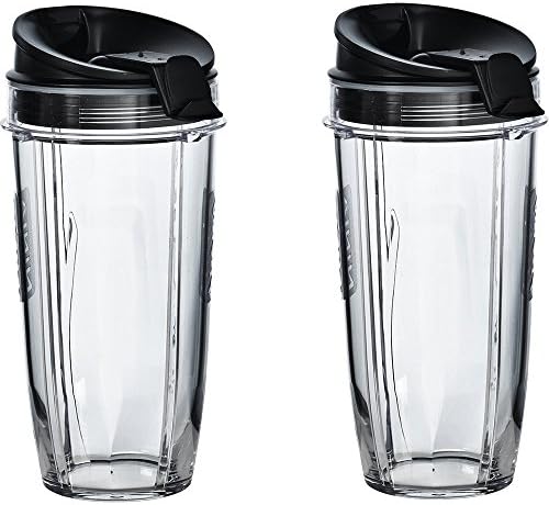 Nutri Ninja 24-Ounce BPA-Free Tritan Cup with Spout Lid, 2-Pack, XSK2424, Compatable with: BL45x/BL48x/BL49x/BL64x/BL68x/BN4xx/BN75x/BN8xx/BR6xx/ SS1xx/SS15x/SS3xx/SS4xx/CB1xx/CB3xx/CB4xx/TB3xx/TB4xx