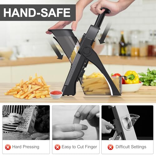 5 in 1 Adjustable Safe Mandoline Slicer for Kitchen with Paring Knife