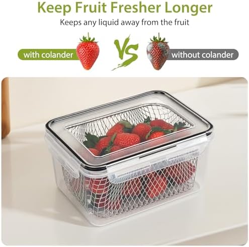 3 PCS Large Fruit storage Containers for Fridge Food Storage Containers