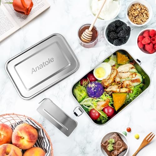 304 Stainless Steel Bento Box 47oz Leak-Proof Lunch Box 1 Divider