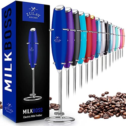 Zulay Kitchen Milk Frother Handheld Electric Whisk, Drink Mixer Wand, Blue by ZulayKitchen