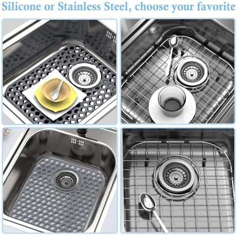 2 Pack Silicone Sink Protector Mat for Kitchen Sink Rear Drian Gray