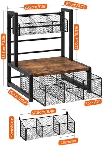 Tea Bag Organizer, 3 Tier Tea Storage Box, Rustic Brown