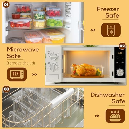 50PCS Thick Food Storage Containers with Airtight Lids for Meal Prep