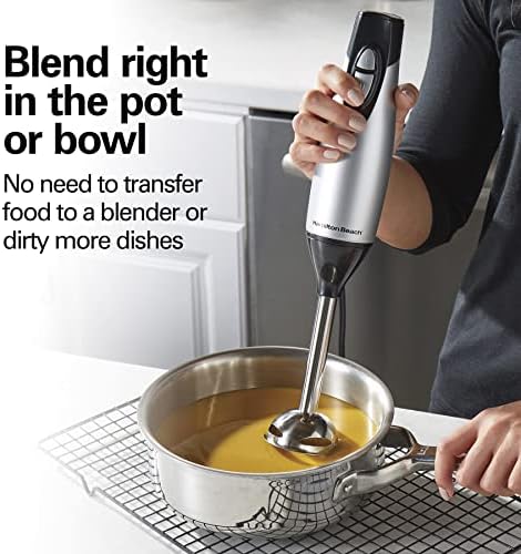 Hamilton Beach 4-in-1 Electric Immersion Hand Blender with Handheld Blending Stick, Whisk + 3-Cup Food & Vegetable Chopper Bowl, 2-Speeds, 225 Watts, Silver and Stainless Steel (59765) - Image 3