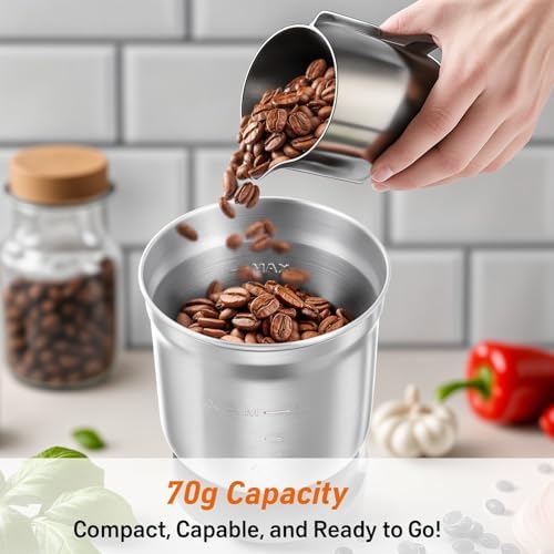 Secura Electric Coffee and Spice Grinder, 2 Removable Bowls, Stainless - Image 5