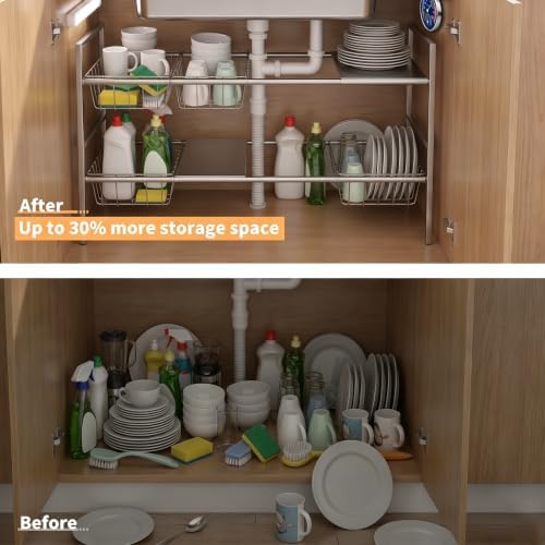 Under Sink Organizer 2 Tier Expandable bathroom Storage