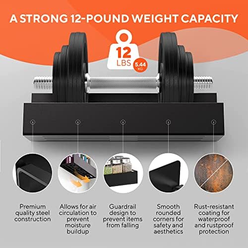 2 Pack Magnetic Shelves for Washing Machine, Laundry Organizer and Storage, Magnetic Spice Rack for Refrigerator, Holds 12 pounds each, Black Steel