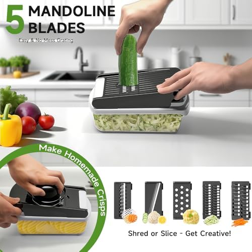 Vegetable Chopper Mandoline Slicer, 15-in-1 Food Veggie Chopper