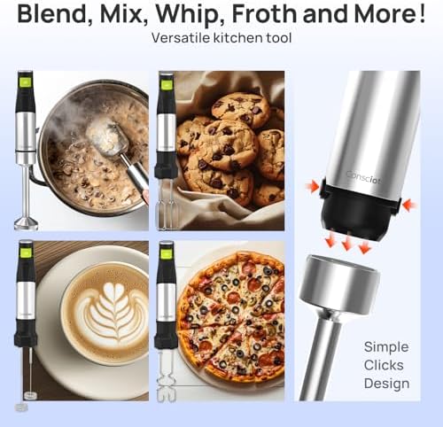 Consciot 4 in 1 Immersion Hand Blender Max 1100W, Trigger Speed Control - Image 4