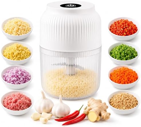 Household Electric Garlic Crusher, 6-Blade Cyclone Mini Chopper (1 White) by QWJUX