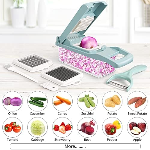 Ultra-Sharp 420-Grade Hardened Stainless Steel Onion Vegetable Chopper Dicer, 8 Interchangeable Blades, Includes Egg White Separator, Time Saver, 1 Year Warranty