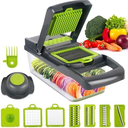 Vegetable Chopper, Multifunctional Food Chopper with 1.5L Container, Onion Vegetable Cutter Kitchen Gadgets for Potatoes Tomatoes Cucumbers Carrots by Unknown