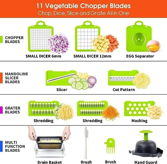Vegetable Chopper,Food Chopper,Pro 12 in1 Multifunctional Onion Chopper,Veggie Chopper,Vegetable Chopper With Container,Vegetable Slicer Dicer Cutter,Mandoline Slicer,Salad,Garlic Chopper (1) - Image 2