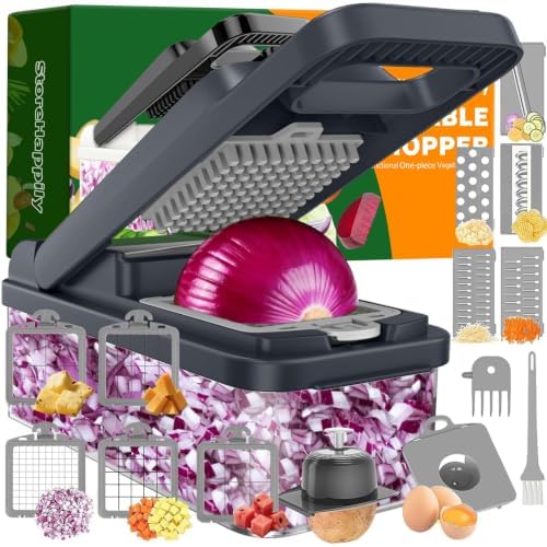 15-in-1 Vegetable Chopper 10 Blades, Veggie Cutter with Handle, Grey by StoreHappily