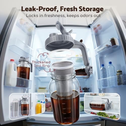 Cold Brew Coffee Maker, 64 oz Glass Mason Pitcher