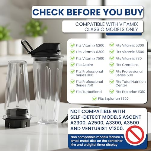 MRX Solutions Personal Cups Adapter fits Vitamix Classic Blenders 5200, 5300, 6300, 6500, 7500, 780 & More + Two BPA-Free 20-oz Insulated Leak-Proof Cups – Not Compatible With Self-Detect Models - Image 3