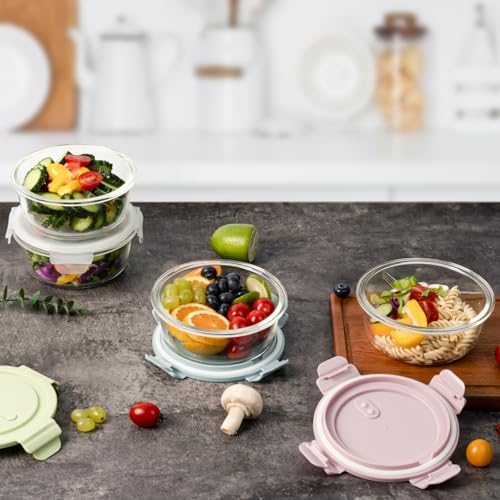2.5 Cup/20oz Glass Meal Prep Food Storage Containers with lids Set, 4 Pack