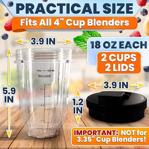 18 Oz Replacement Cups for Ninja Blender, 2 Pack, Twist-On Design - Image 5