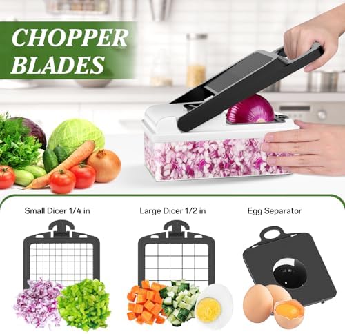 Veggie Chopper Vegetable Cutter, 12 in 1 Kitchen Gadget, White