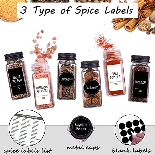 48 Pack Glass Spice Jars with Labels, 4oz Spice Containers