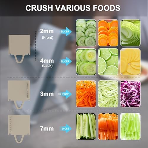 Mandoline Slicer Safe Multifunctional Dicer Adjustable Commercial Slicer Machine Stainless Steel Chopper (White Light Grey) - Image 3