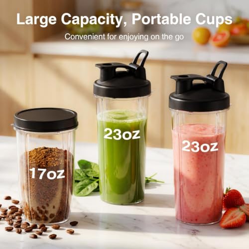 Smoothie Blender Kitchen, 900W Personal Blenders with 3 To-Go Cups