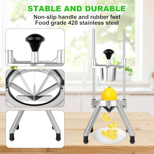 Commercial Lemon Cutter 8-Section with V-Shaped 420 Stainless Steel Blades Stainless Steel Blade Fruit Lemon Slicer Wedges Cutter for Fruits and Vegetables for Home&Commercial Use - Image 5