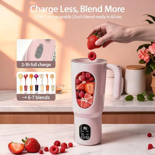Portable Blender for Smoothies, 580ML USB-C Rechargeable Personal Blender - Image 4
