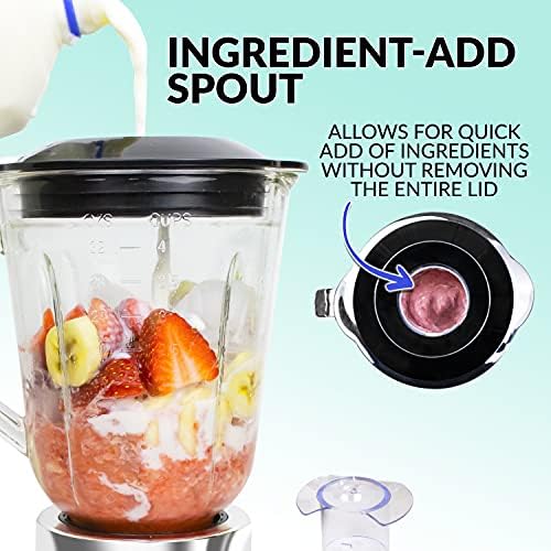 Classic Retro Electric Pulse Blender, 1 Liter Glass Pitcher, Includes Tritan Personal Travel Bottle With Lid And Storage Container, High Power 300 Watts Crushes And Pulverizes Ice Cubes - Image 3