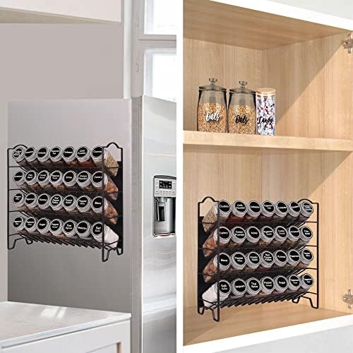 4 Tier Magnetic Spice Rack Organizer with 28 Spice Jars