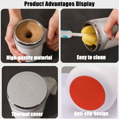 Automatic Stirring Electric Coffee Mug, 380ml Magnetic Rotating Reusable Travel Cup, Automatic Magnetic Stirring Coffee Mugs, Self Stirring Coffee Mug for Coffee/Milk/Tea/Hot Chocolat (Brown USB)