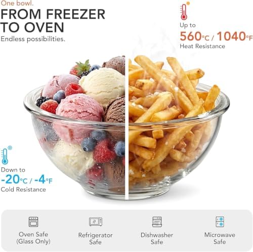 GENICOOK 4Set Nesting Glass Mixing Bowl Set with Airtight Lids BPA Free - Image 3