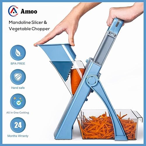 Multifunctional Mandoline Slicer, Julienne & Dicer, 5 in 1 Adjustable Vegetable Chopper for Perfect Potato, Kitchen Gadgets Vegetable & Fruit Slices in Seconds - Image 2