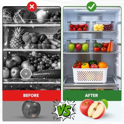 5 Pack Large Fruit Storage Containers for Fridge, Produce Storage Container