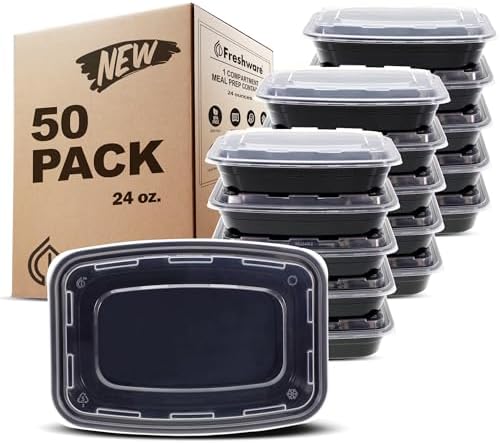 Meal Prep Containers [50 Pack] 24 oz Food Containers with Lids