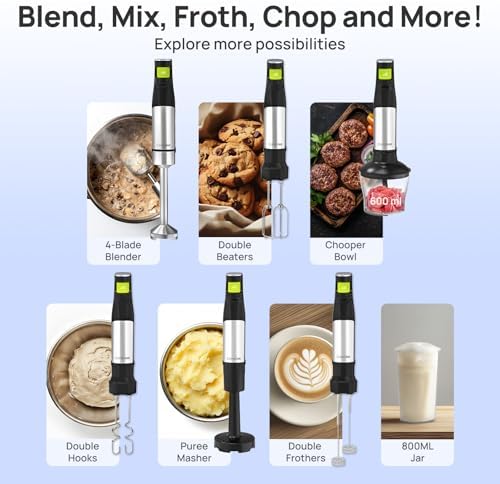 Consciot 7-in-1 Immersion Blender Handheld Max 1100W, Trigger Speed Control - Image 4