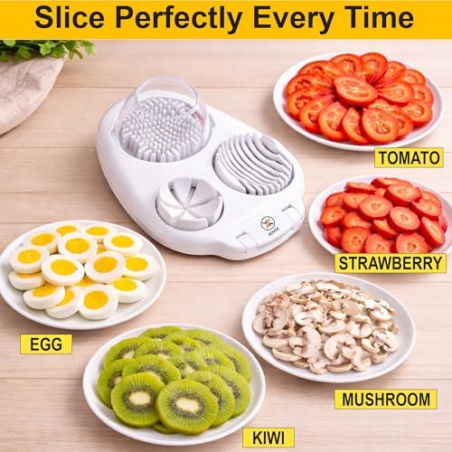 Egg Slicer for Hard Boiled Eggs – 3-in-1 Stainless Steel Egg Cutter & Hard Boiled Egg Slicer, Heavy Duty Egg Chopper with Cleaning Brush for Strawberry, Mushroom, Grape, Cherry Tomato - Image 4