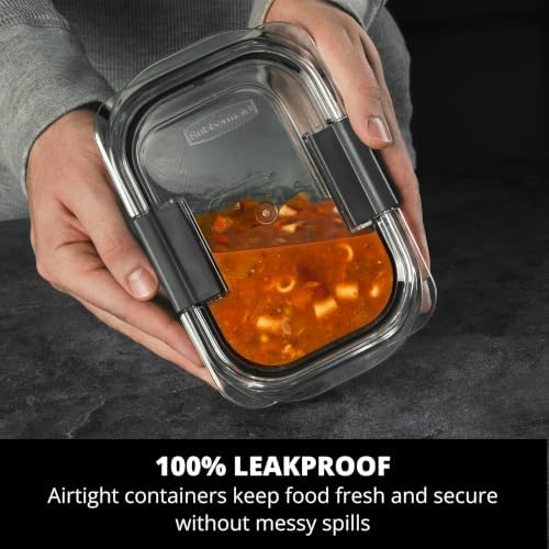 Brilliance Glass Storage 4.7-Cup Food Containers with Lids Set of 3 Clear