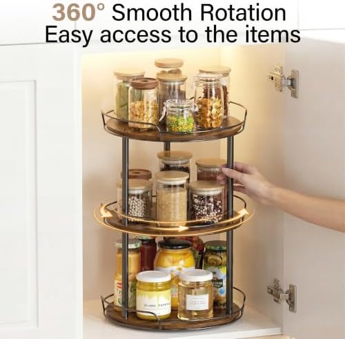 3-Tier Lazy Susan Spice Rack, 10'' Rotating Turntable for Cabinet