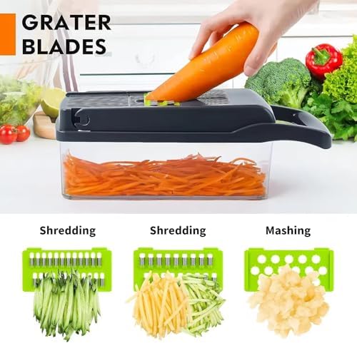 16-in-1 Vegetable Chopper & Slicer - Multifunctional Kitchen Food Cutter for Onion, Salad, Fruit with Adjustable Dicer and Storage Container - Image 2