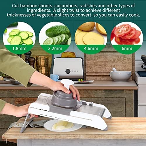 Adjustable Mandoline Slicer for Kitchen, Stainless Steel Mandolins Vegetable Chopper - Food Chopper, Vegetable Slicer, Mandolin with Waffle Maker | French Fry Cutter - Image 3