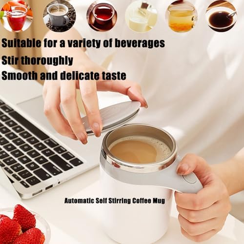 Automatic Stirring Electric Coffee Mug, 380ml Magnetic Rotating Reusable Travel Cup, Automatic Magnetic Stirring Coffee Mugs, Self Stirring Coffee Mug for Coffee/Milk/Tea/Hot Chocolat (Brown USB)