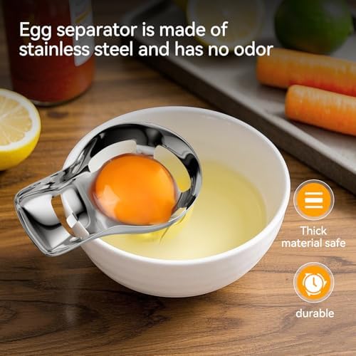 Egg Yolk Separator，Egg Separator for Raw Eggs,Food Grade Stainless Steel Egg Yolk White Separator, Kitchen Baking Gadgets - Image 2