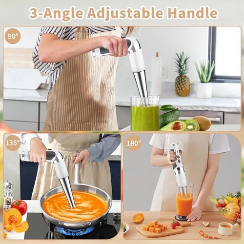 Toogel Cordless Immersion Blender, 21-Speed, 3-Angle Adjust, White - Image 3