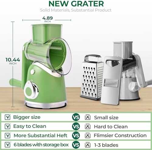 SUSTEAS Rotary Cheese Grater Hand Crank, Kitchen Shredder Vegetable Slicer - Image 4