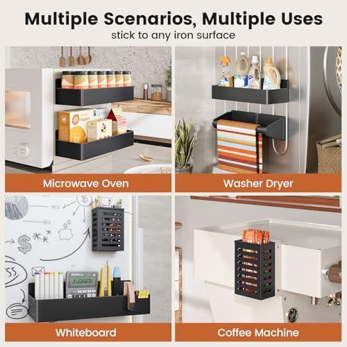 Magnetic Spice Rack for Refrigerator Black, 7 Pack