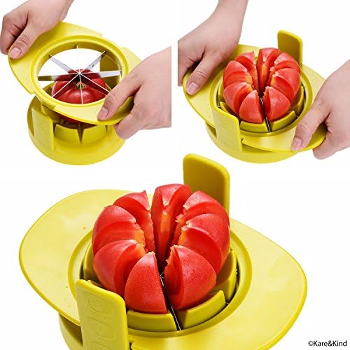 Apple/Tomato/Mango Cutters - Set of 3 - Sturdy Base keeps Fruit/Vegetable in Place - Also keeps Cutters Organized - Razor Sharp Stainless Steel Saw Blades - Quick - Easy