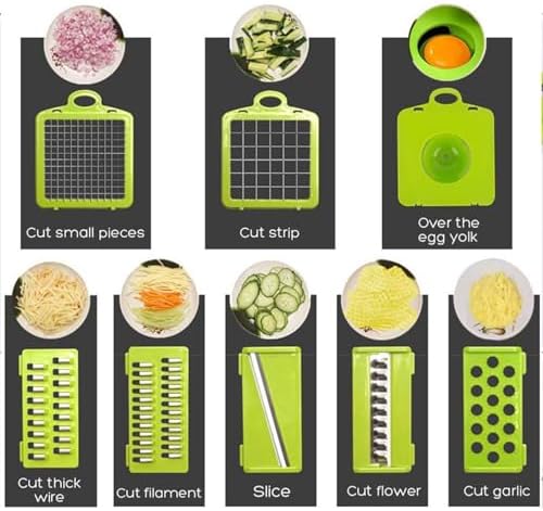 Vegetable Chopper, Multifunctional Food Chopper with 1.5L Container, Onion Vegetable Cutter Kitchen Gadgets for Potatoes Tomatoes Cucumbers Carrots - Image 5
